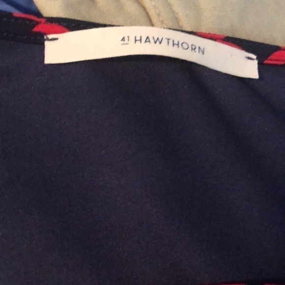 41 Hawthorn Dress Dark Blue Red Geometric Dress Layered Bust Tie Waist Lined S - Picture 7 of 7